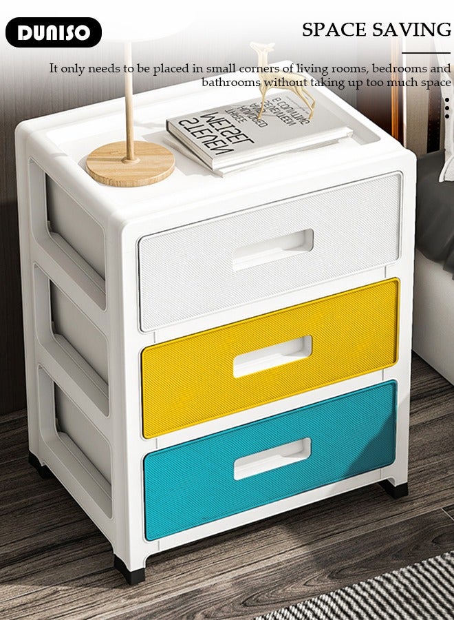 DUNISO 3 Layers Drawer Storage Cabinet Drawer Plastic Containers Box with Wheels 35CM Wide Slit Cabinet Drawer Unit Multipurpose Drawer Storage Organizer for Kitchen Bedroom Bathroom and Living Room - Image 5