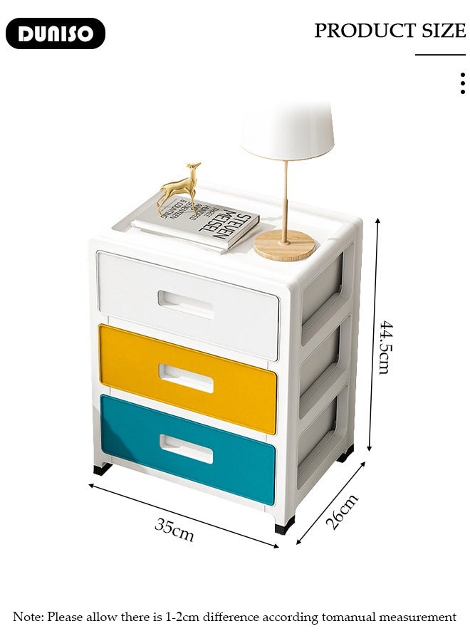 DUNISO 3 Layers Drawer Storage Cabinet Drawer Plastic Containers Box with Wheels 35CM Wide Slit Cabinet Drawer Unit Multipurpose Drawer Storage Organizer for Kitchen Bedroom Bathroom and Living Room - Image 2