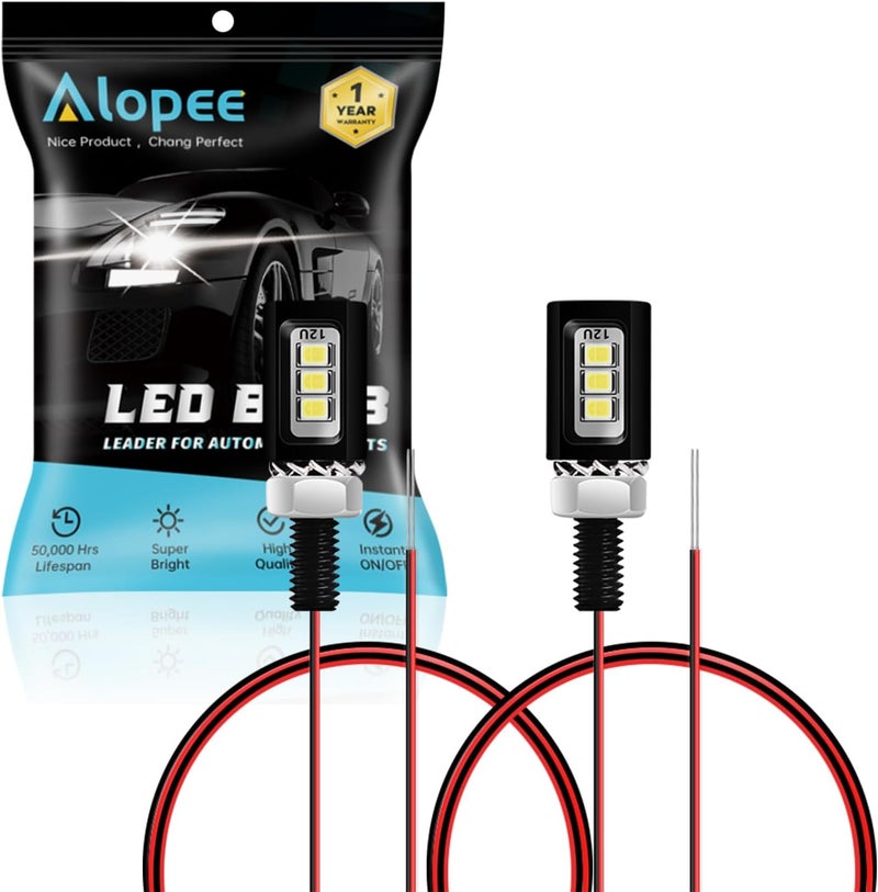 Alopee 2PCS White LED License Plate Light Assembly - Image 1