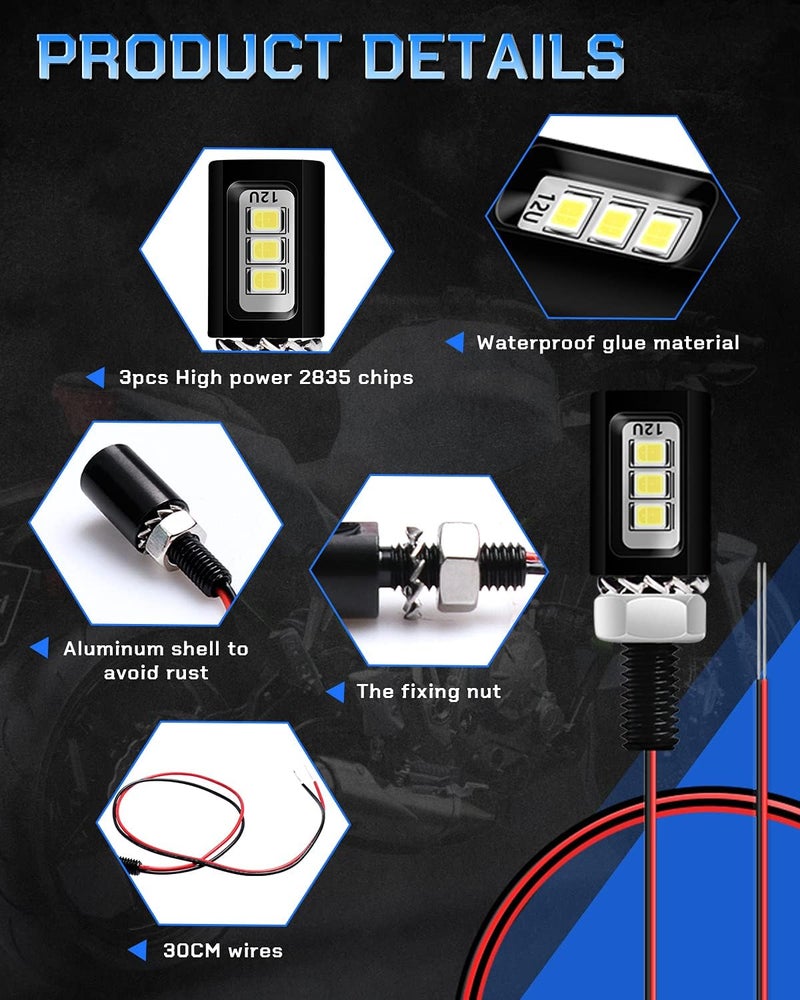 Alopee 2PCS White LED License Plate Light Assembly - Image 3