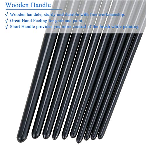 BOSOBO Paint Brushes Set, 4 Pack 40 Pcs Round Pointed Tip Paintbrushes Nylon Hair Artist Acrylic Paint Brushes for Acrylic Oil Watercolor, Face Nail Art, Miniature Detailing & Rock Painting, Black - Image 4