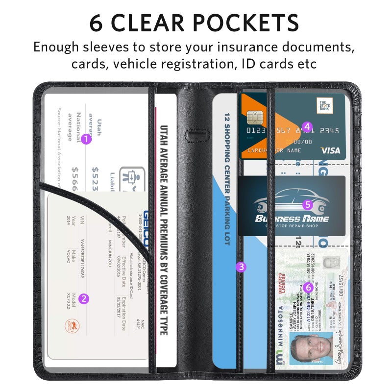 CoBak Car Registration and Insurance Holder - Vehicle Glove Box Car Organizer,Auto Truck Comparment Accessories Case with Magnetic Closure for Driver License,Cards - Image 3