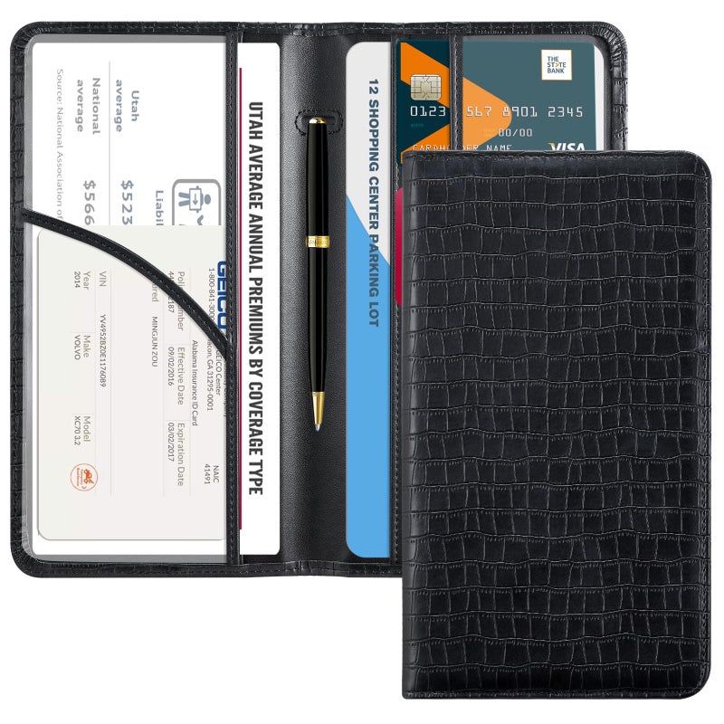 CoBak Car Registration and Insurance Holder - Vehicle Glove Box Car Organizer,Auto Truck Comparment Accessories Case with Magnetic Closure for Driver License,Cards - Image 1