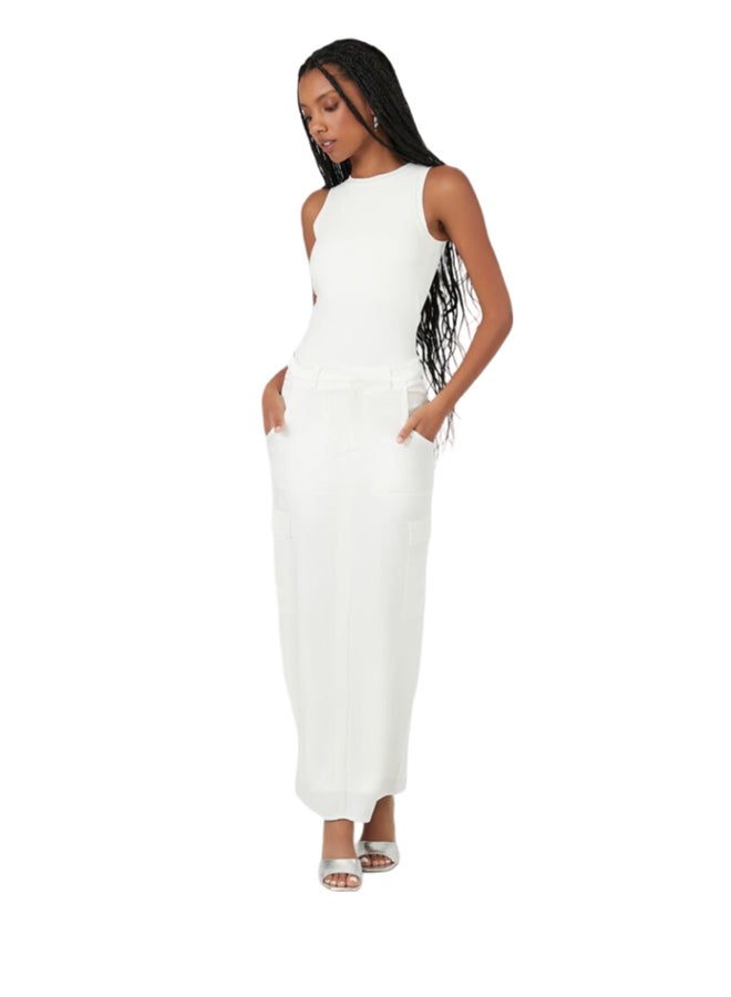 FOREVER 21 Satin Slit Midi Skirt - Image 1
