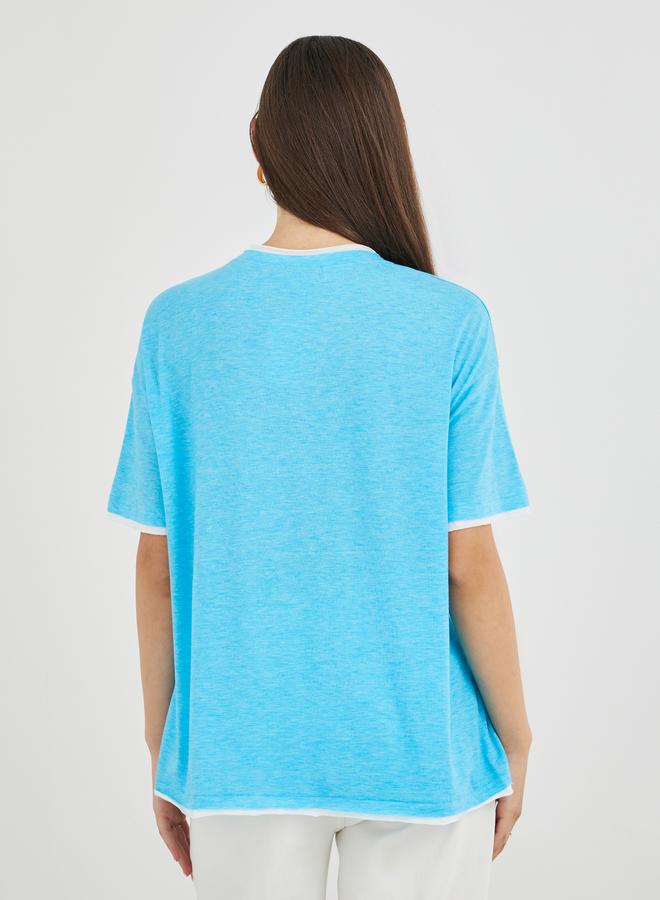 Take Two Contrast Trim Detail Oversized T-Shirt - Image 4