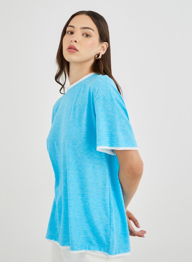 Take Two Contrast Trim Detail Oversized T-Shirt - Image 1
