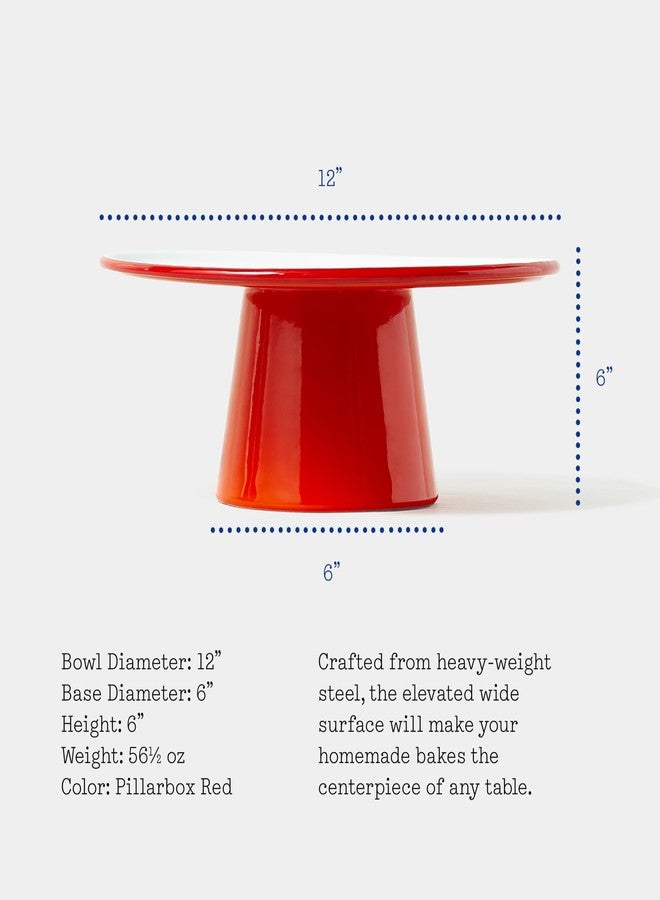 Falcon Enamelware Cake Stand, Enamel-Coated Steel Pedestal, Oven Safe to 530°F, Dishwasher Safe & Freezer Safe, 12" Cake Display Stand (Pillarbox Red) - Image 2