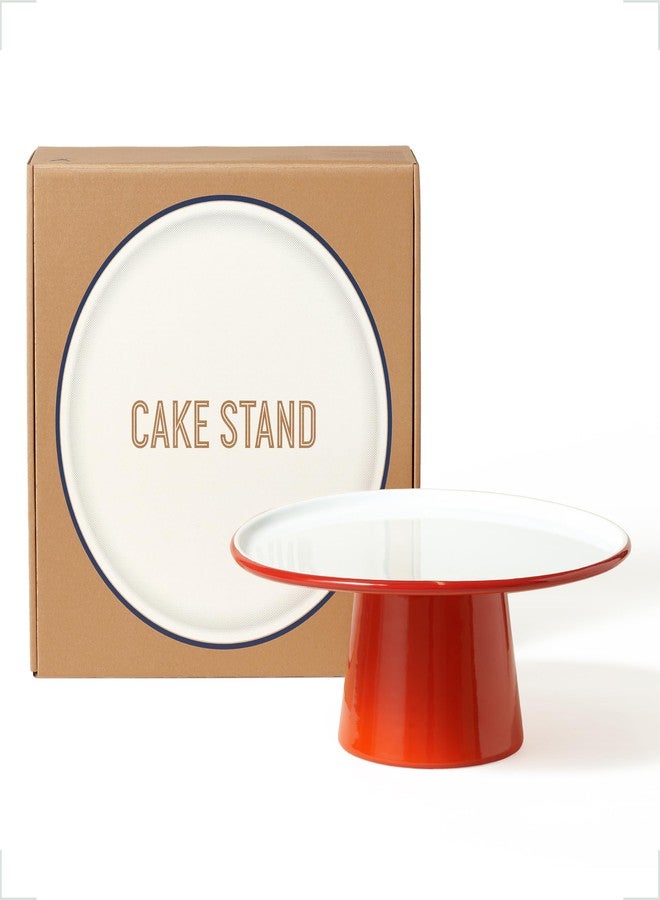 Falcon Enamelware Cake Stand, Enamel-Coated Steel Pedestal, Oven Safe to 530°F, Dishwasher Safe & Freezer Safe, 12" Cake Display Stand (Pillarbox Red) - Image 1