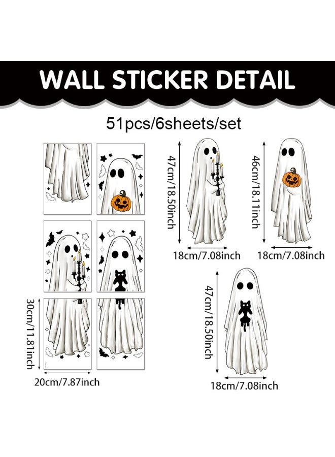 NIBEMINENT Halloween White Ghost Glass Window Decoration Stickers