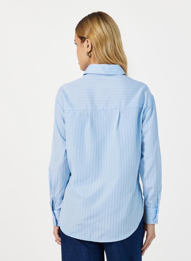 Styli Striped  Button Through Oversized Shirt  - Image 4