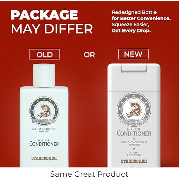 bossman MOISTURIZING HAIR CONDITIONER FOR MEN Â€“ STIMULATES, HYDRATES, SOOTHES MEN'S HAIR AND SCALP Â€“ NATURAL QUINOA & COCONUT ENRICHED - PARABEN & SULFATE FREE (STAGECOACH SCENT) - Image 3