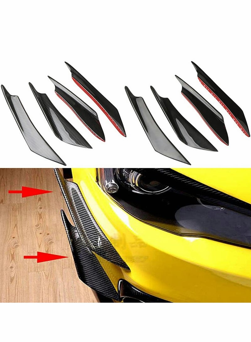 Car Front Bumper Spoiler, Universal Carbon Fiber Pattern Lip Fin Splitter, Spoiler Modified Decoration (2 Large and 2 Small) - Image 4