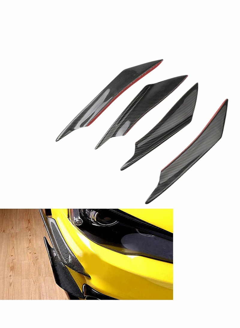 Car Front Bumper Spoiler, Universal Carbon Fiber Pattern Lip Fin Splitter, Spoiler Modified Decoration (2 Large and 2 Small) - Image 5