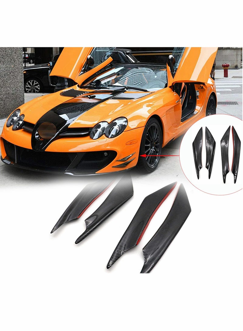 Car Front Bumper Spoiler, Universal Carbon Fiber Pattern Lip Fin Splitter, Spoiler Modified Decoration (2 Large and 2 Small) - Image 3