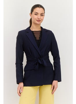 trendyol Women Regular Fit Plain Semi-Formal Blazer, Navy  - Image 1