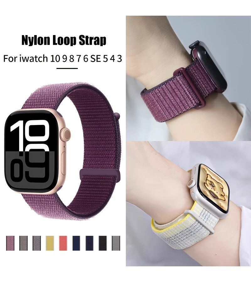 Silvery Grey Nylon Braided Loop Strap for iWatch 42mm 44mm 45mm 46mm 49mm - Image 1