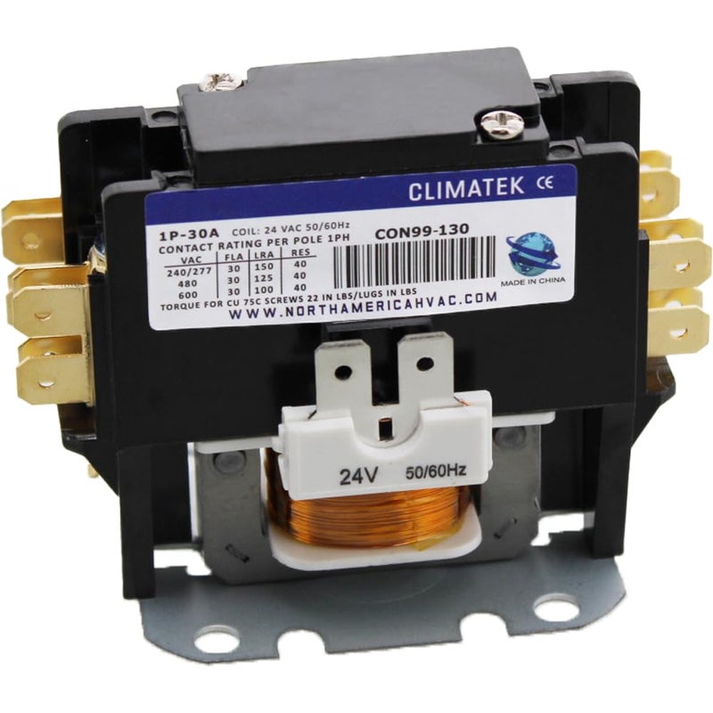 ClimaTek Single Pole / 1 Pole 30 Amp Condenser Contactor Fits Goodman Amana CONT1P025024VS, CONT1P030024VS B13603-21, C130A - Image 3