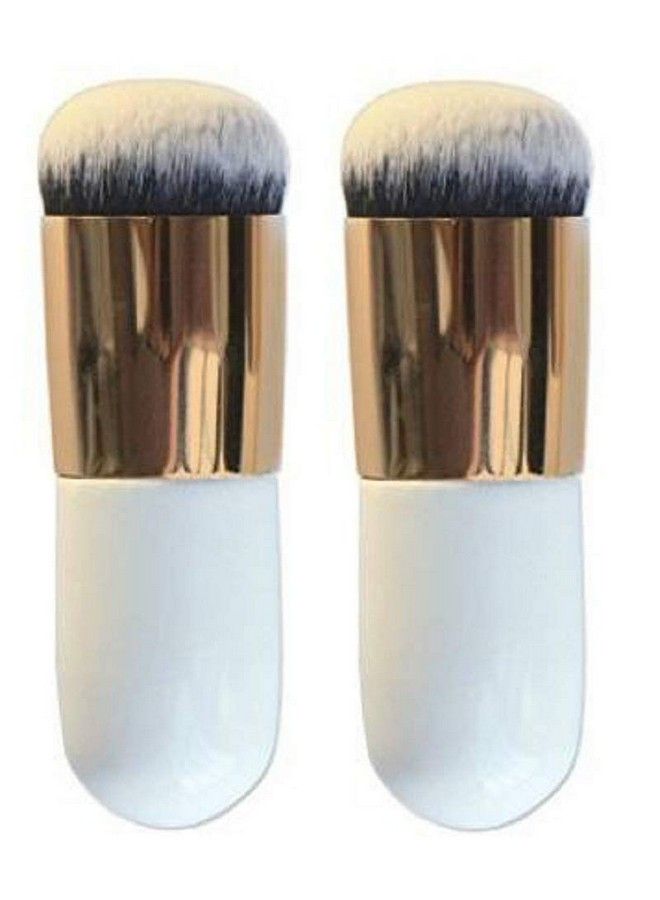 SUNISA Mini White Foundation Makeup Brush 2 Pcs For Womens And Girls (Pack Of 2) - Image 2