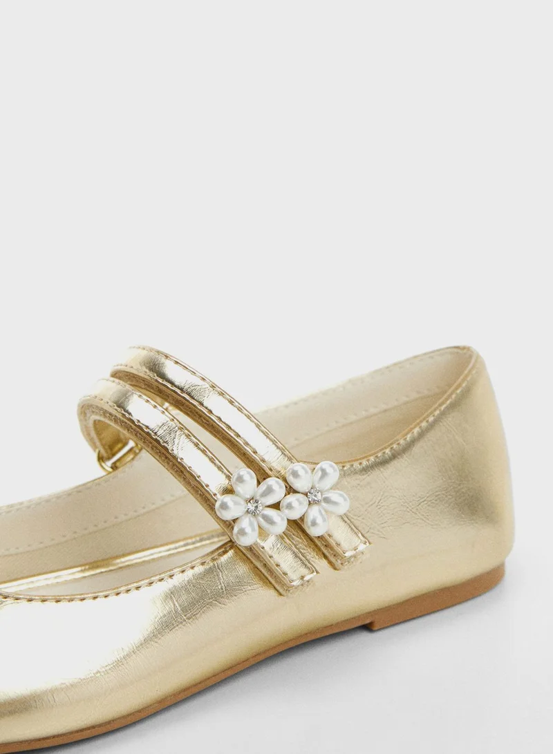 MANGO Metallic Ballerinas