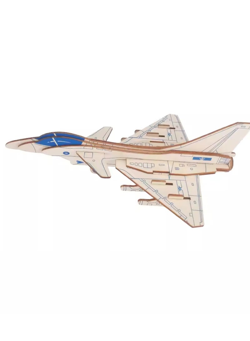 Wooden Puzzle 3D Model Military Building Blocks Assembly Toy Boy (J10 Raptor Fighter) - Image 1