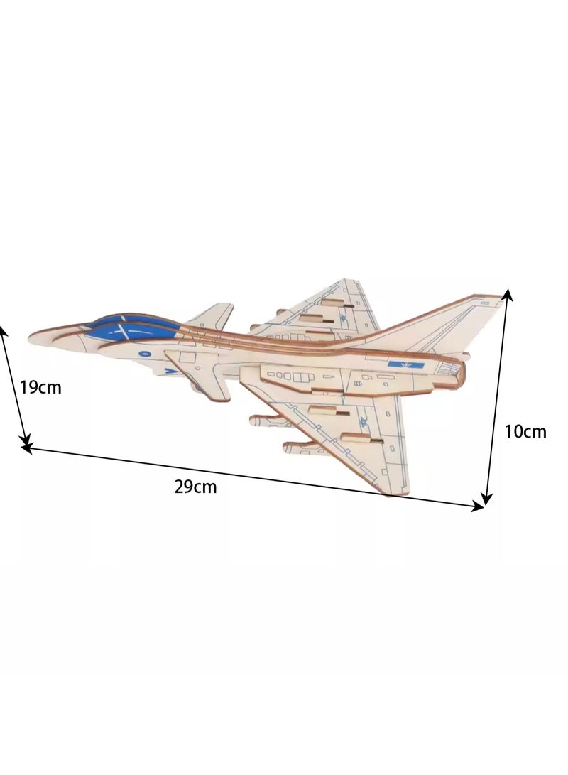 Wooden Puzzle 3D Model Military Building Blocks Assembly Toy Boy (J10 Raptor Fighter) - Image 2
