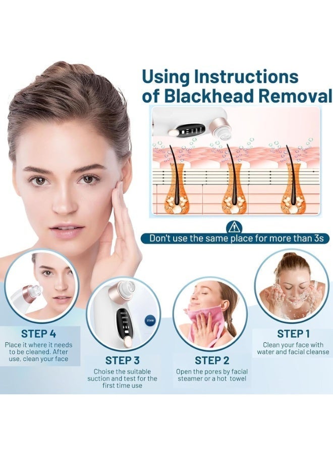 ILMR Blackhead Remover, Pore and Facial Vacuum Cleaner, USB Rechargeable Blue Light Cleaning Tools with 3 Modes and 6 Probes - Image 3