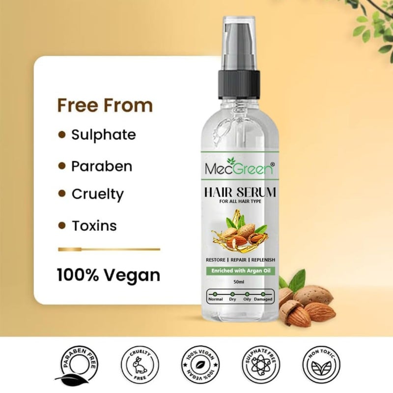 MECGREEN مصل MECGREEN للحماية واللمعان للشعر الجاف والمتطاير والمجعد مع 6 زيوت زهور نادرة زيت استثنائي 50 مل عبوة من 1 - Image 2