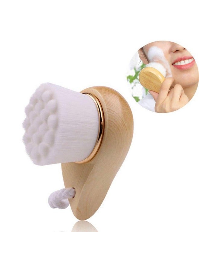 BeNat . Facial Bamboo Wood Handle Cleansing Brush. Extrasoft Fiber Facial Brush. White. - Image 2