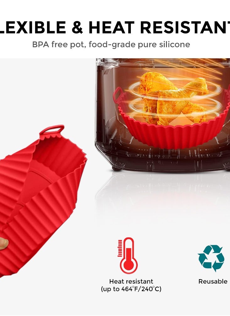 O Ozone Silicone Air Fryer Liner 7.5inch Pack of Two Reusable Air Fryer Silicone Basket Heat Resistant - Red/Black  - Image 2