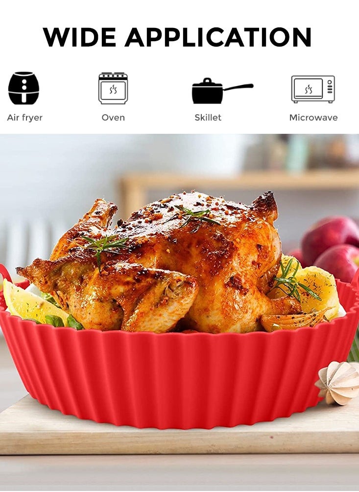 O Ozone Silicone Air Fryer Liner 7.5inch Pack of Two Reusable Air Fryer Silicone Basket Heat Resistant - Red/Black  - Image 3