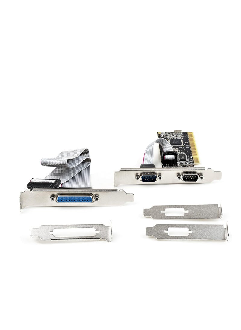 Generic - PCI Serial Parallel Combo Card with Dual Serial RS232 Ports (DB9) and 1 x Parallel LPT Port (DB25) - PCI Combo Adapter Card - PCI Expansion Card Controller - PCI to Printer Card (PCI2S1P2) - Image 1