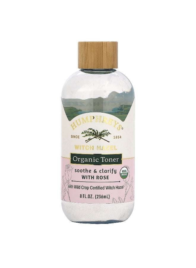 Humphrey's Humphreys, Witch Hazel, Organic Toner with Rose, Soothe & Clarify, 8 fl oz (236 ml)  - Image 1