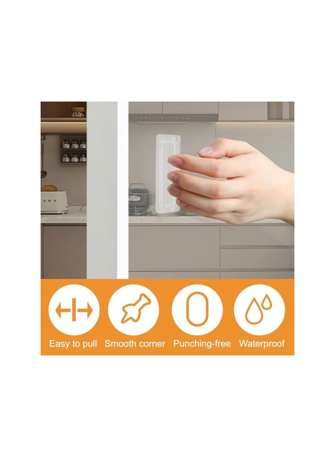 S-TOP 8 Pcs Self-Adhesive Finger Pull Handles, No Drill Auxiliary Helper for Sliding Doors, Drawers, and Windows, Clear PU Recessed Square Design - Image 2