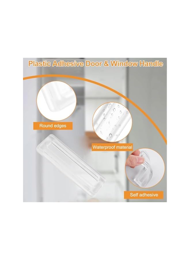 S-TOP 8 Pcs Self-Adhesive Finger Pull Handles, No Drill Auxiliary Helper for Sliding Doors, Drawers, and Windows, Clear PU Recessed Square Design - Image 3