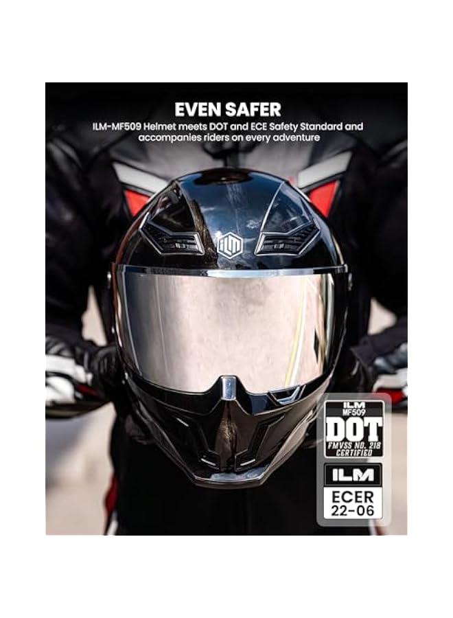 Arabest Motorcycle Helmets for Adult Men Women Full Face DOT ECE Powersports Dual Visor Street Racing Helmet with Pinlock Cascos para Motos Model MF509 (War Damaged Gray, L)  - Image 2
