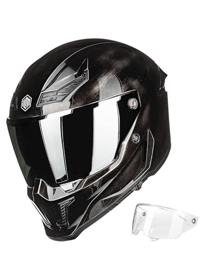Arabest Motorcycle Helmets for Adult Men Women Full Face DOT ECE Powersports Dual Visor Street Racing Helmet with Pinlock Cascos para Motos Model MF509 (War Damaged Gray, L)  - Image 1