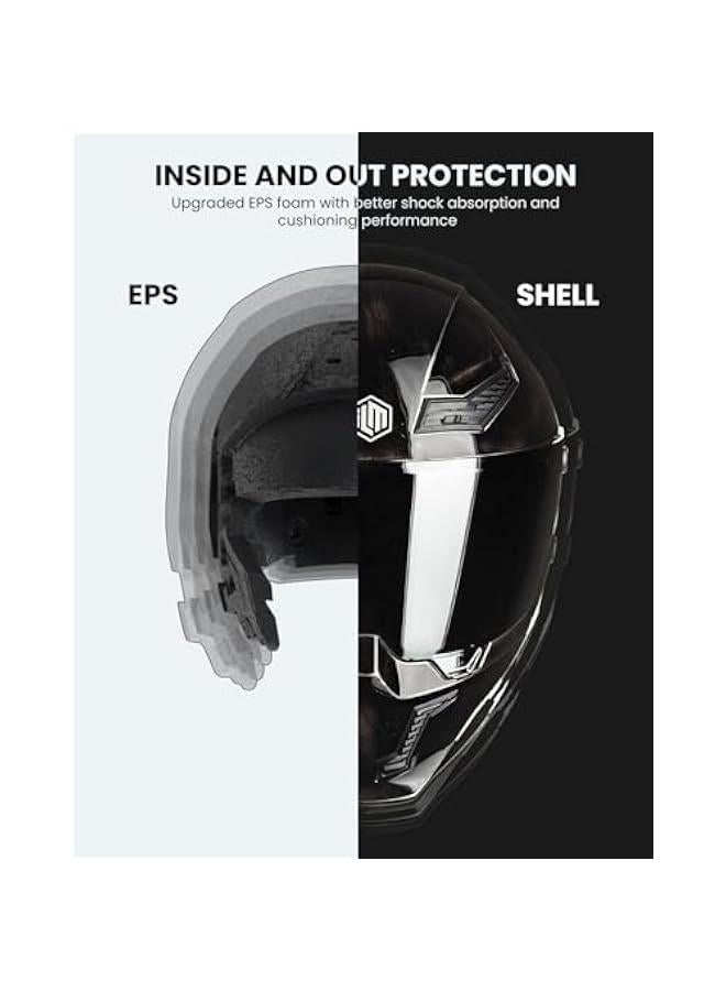 Arabest Motorcycle Helmets for Adult Men Women Full Face DOT ECE Powersports Dual Visor Street Racing Helmet with Pinlock Cascos para Motos Model MF509 (War Damaged Gray, L)  - Image 5