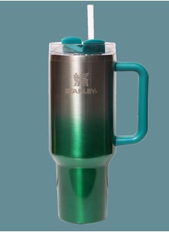 40Oz Stainless Steel Tumbler with Handle & Straw – Double Wall Insulated Travel Mug – Leakproof, Sweatproof & BPA-Free – Keeps Drinks Hot & Cold for Hours – Large Capacity Reusable Cup for Coffee, Water & More Green)