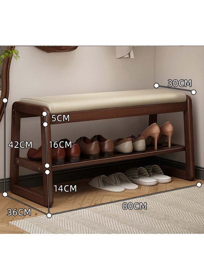 JCB CHIC - Shoe Bench, Shoe Storage Bench with Cushion, Multi-Function Shoe Organizer Rack, End of Bed Bench with Shelf, Open Shelves80×30×42CM - Image 1