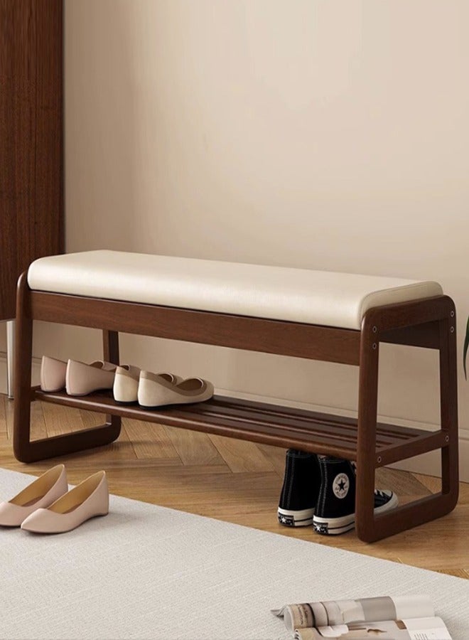JCB CHIC - Shoe Bench, Shoe Storage Bench with Cushion, Multi-Function Shoe Organizer Rack, End of Bed Bench with Shelf, Open Shelves80×30×42CM - Image 1
