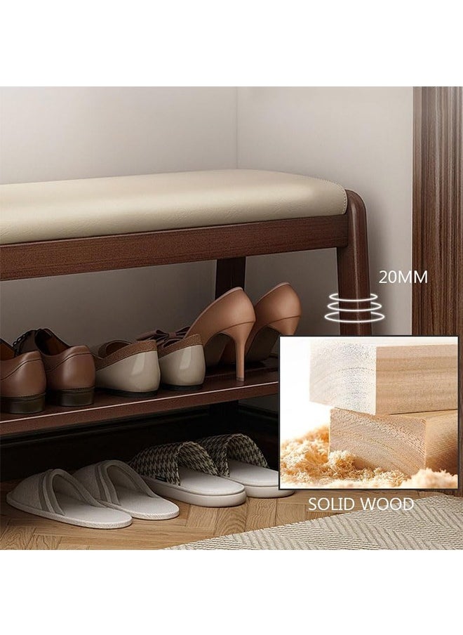 JCB CHIC - Shoe Bench, Shoe Storage Bench with Cushion, Multi-Function Shoe Organizer Rack, End of Bed Bench with Shelf, Open Shelves80×30×42CM - Image 1