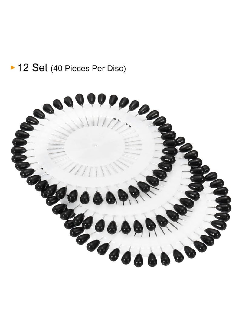 STAR BEJA - 12 Set Decorative Corsage Straight Pin for Sewing Crafts Black - Image 1