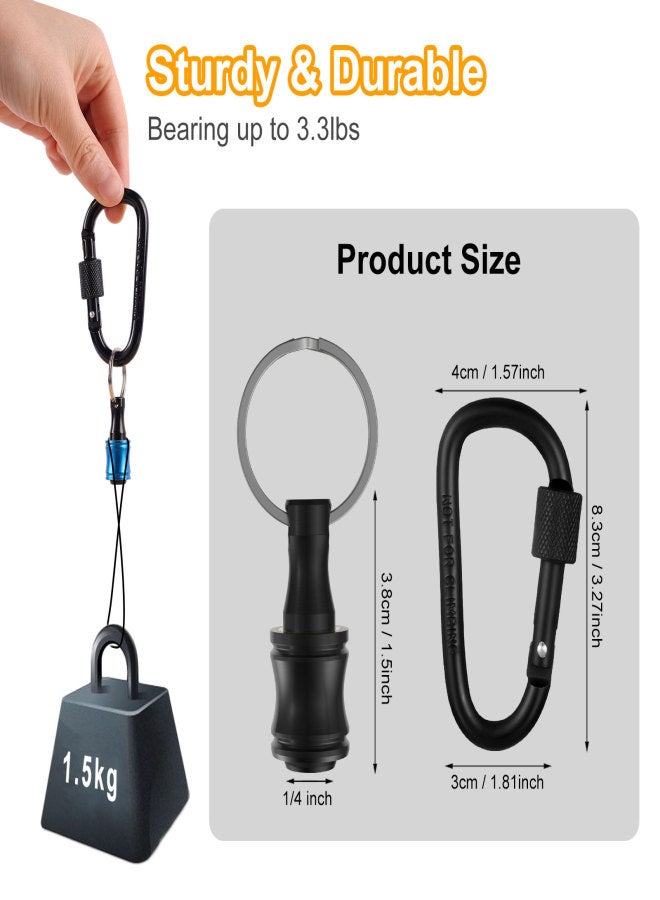 Katerk 1/4inch Hex Shank Aluminum Alloy Screwdriver Bits Holder Extension Bar Drill Screw Adapter Change Keychain Portable（3*6PC color with black carabiner） - Image 5