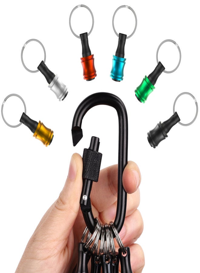 Katerk 1/4inch Hex Shank Aluminum Alloy Screwdriver Bits Holder Extension Bar Drill Screw Adapter Change Keychain Portable（3*6PC color with black carabiner） - Image 2