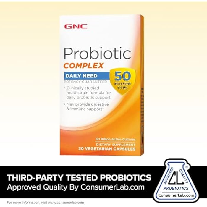 GNC Probiotic Complex Daily Need with 50 Billion CFUs | Clinically Studied Multi-Strain, Supports Digestive and Immune Health, Vegetarian | 30 Capsules - Image 4