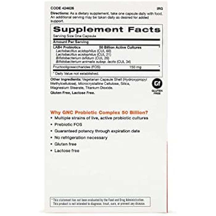 GNC Probiotic Complex Daily Need with 50 Billion CFUs | Clinically Studied Multi-Strain, Supports Digestive and Immune Health, Vegetarian | 30 Capsules - Image 2