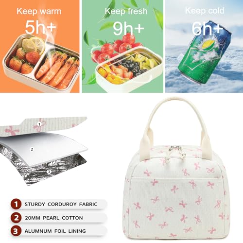 Bluboon Lunch Bag for Women Men Cute Corduroy Lunch Tote Bags Reusable Insulated Lunch Box Large Capacity Reusable Insulated Cooler for Work Picnic or Travel - Image 4