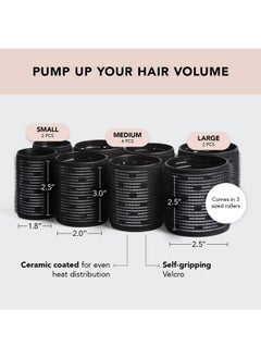 Kitsch Kitsch Ceramic Thermal Rollers - Self Grip Hair Rollers for Blowout Look Long Hair, Curlers for Short Hair and Medium Hair, Volume Curls, Ceramic Coated Core, Easy to Use, All Hair Length - Black, 8pc  - Image 2