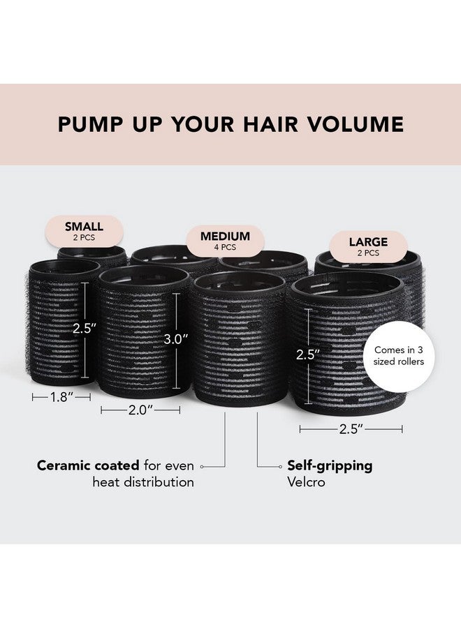 Kitsch Ceramic Thermal Rollers - Self Grip Hair Rollers for Blowout Look Long Hair, Curlers for Short Hair and Medium Hair, Volume Curls, Ceramic Coated Core, Easy to Use, All Hair Length - Black, 8pc - Image 2