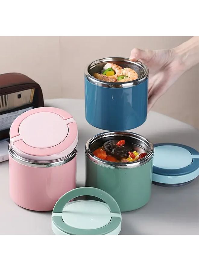 Stainless Steel Insulated Lunch Box 630ml Green Leak Proof Hot Cold Separation - Image 1